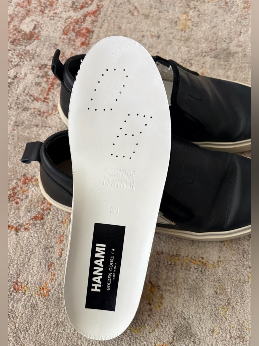 Golden Goose Black Leather Slip-On Sneakers with Cream Sole - Picture 4 of 8